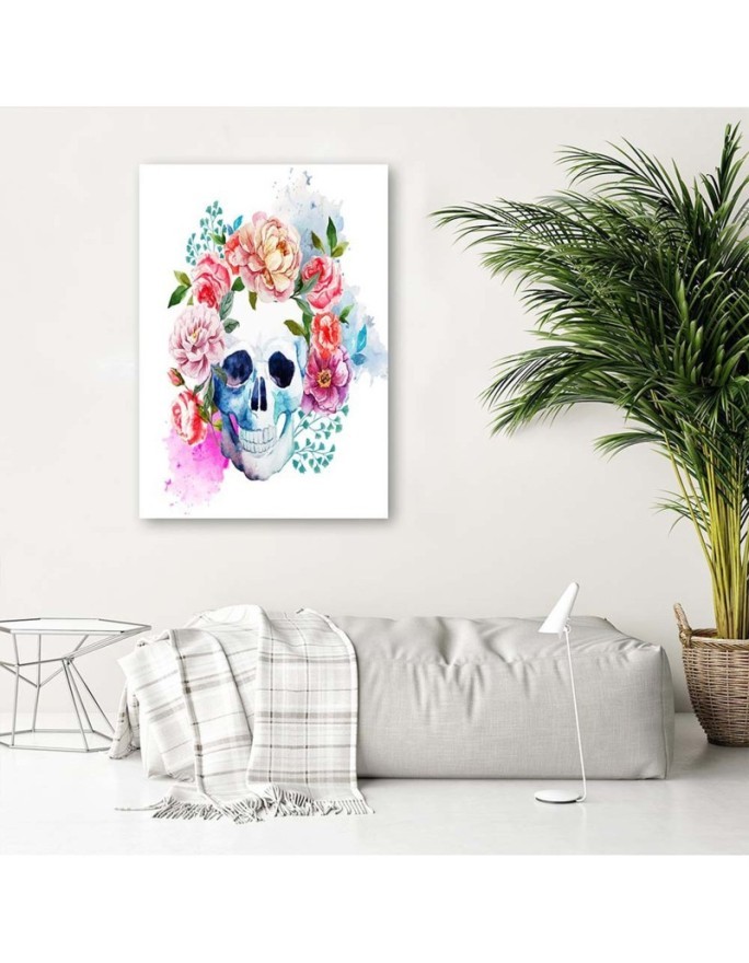 Canvas prints for teenager modern - Painted skull in flowers | FEEBY