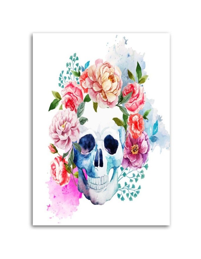Canvas prints for teenager modern - Painted skull in flowers | FEEBY