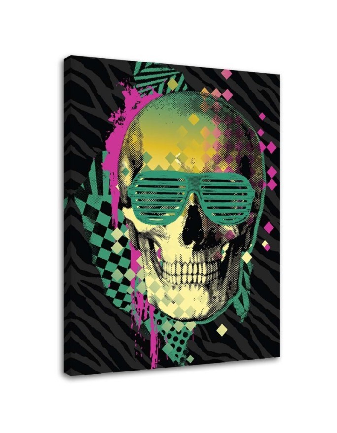 Canvas prints for teenager - Colourful skull in retro glasses | FEEBY