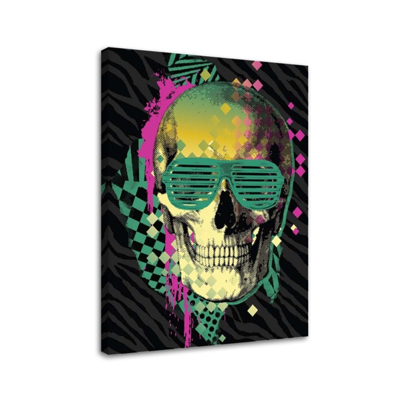 Canvas prints for teenager - Colourful skull in retro glasses | FEEBY