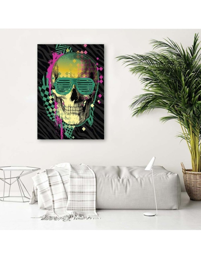 Canvas prints for teenager - Colourful skull in retro glasses | FEEBY
