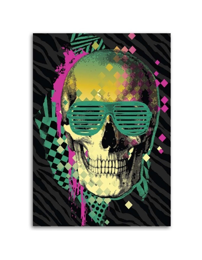 Canvas prints for teenager - Colourful skull in retro glasses | FEEBY