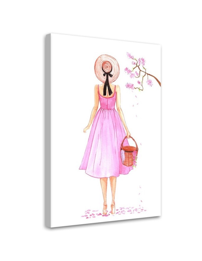 Decorative Canvas painting for teenage girl - Walk in pink dress Gisifraga | FEEBY