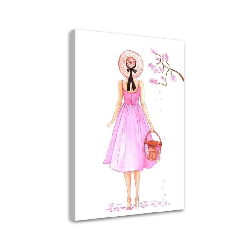 Decorative Canvas painting for teenage girl - Walk in pink dress Gisifraga | FEEBY