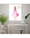 Decorative Canvas painting for teenage girl - Walk in pink dress Gisifraga | FEEBY