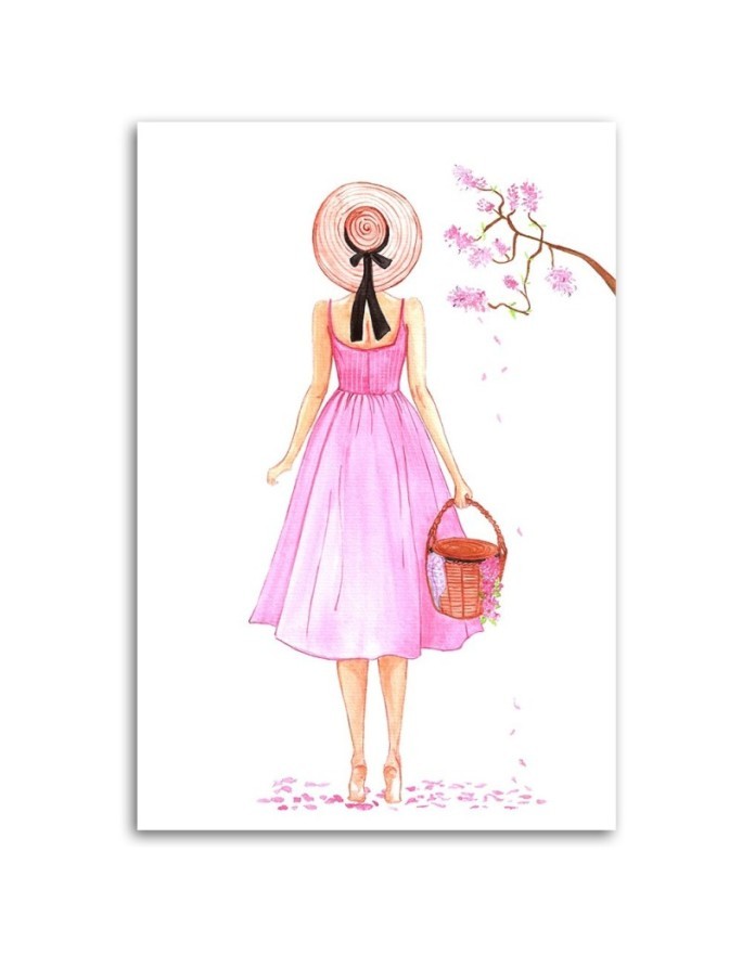 Decorative Canvas painting for teenage girl - Walk in pink dress Gisifraga | FEEBY