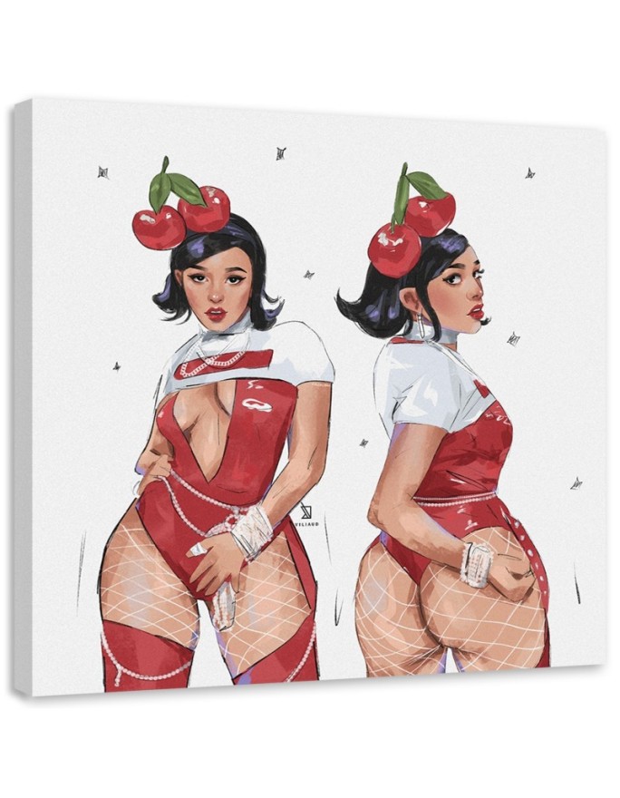 Canvas print Woman cherry -...