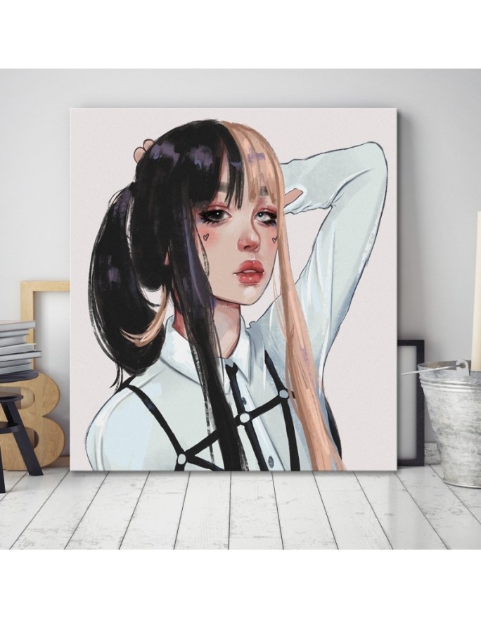 Teenage room Canvas painting - Two-tone eyes by Vivian Arty | FEEBY