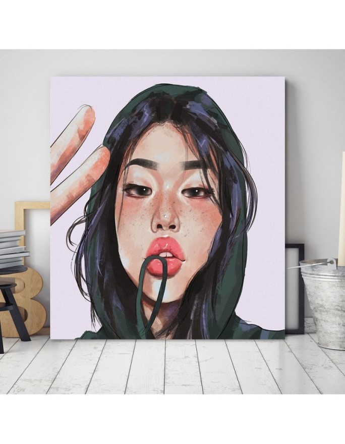 Printed canvas painting - Selfie of a teenage girl by Vivian Arty | FEEBY
