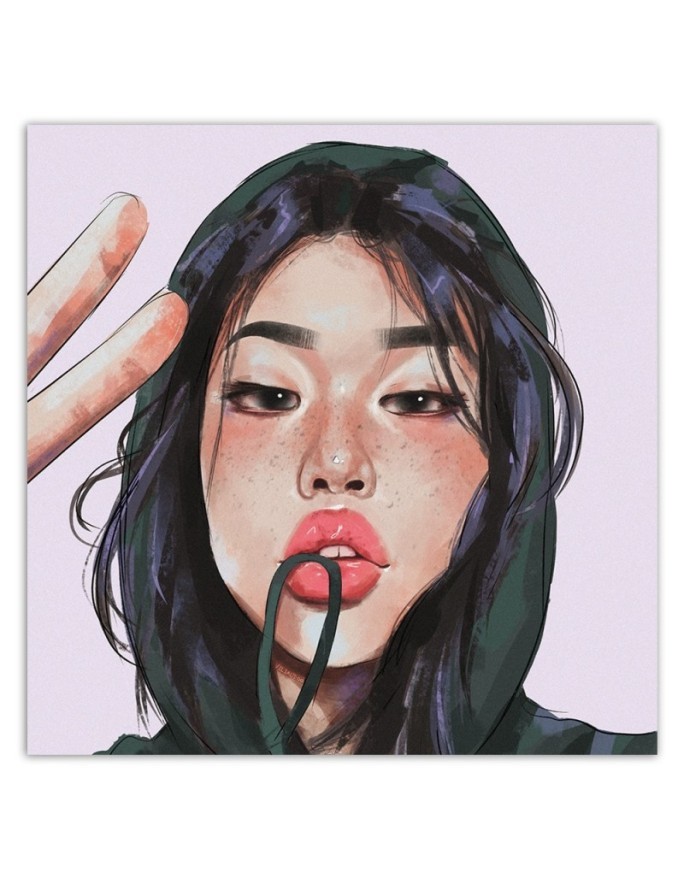Printed canvas painting - Selfie of a teenage girl by Vivian Arty | FEEBY