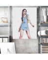 Canvas prints for teenage girl's room - Blue checkered dress by Vivian Arty | FEEBY