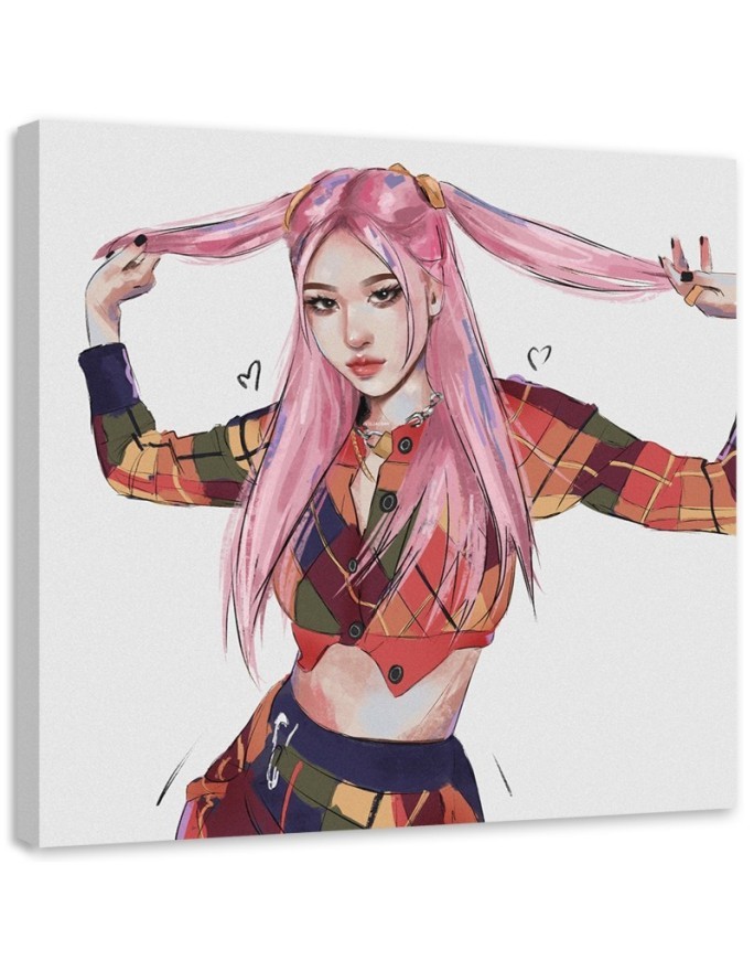 Fashionable Canvas paintings for teenagers - Girl with pink hair Vivian Arty | FEEBY