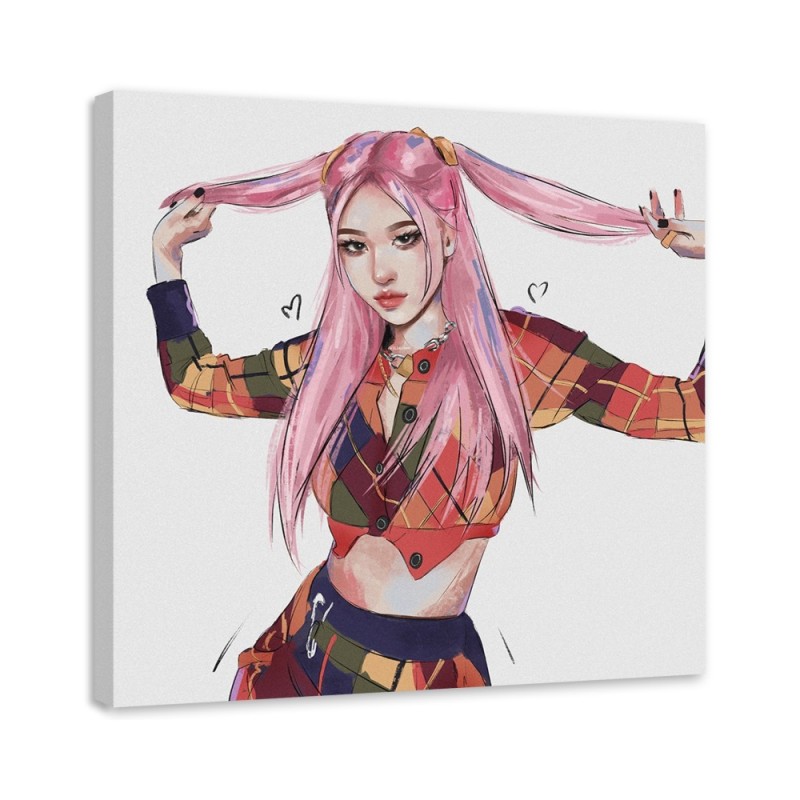 Fashionable Canvas paintings for teenagers - Girl with pink hair Vivian Arty | FEEBY