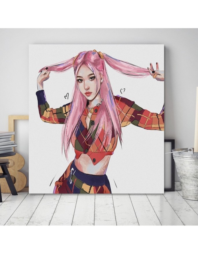 Fashionable Canvas paintings for teenagers - Girl with pink hair Vivian Arty | FEEBY