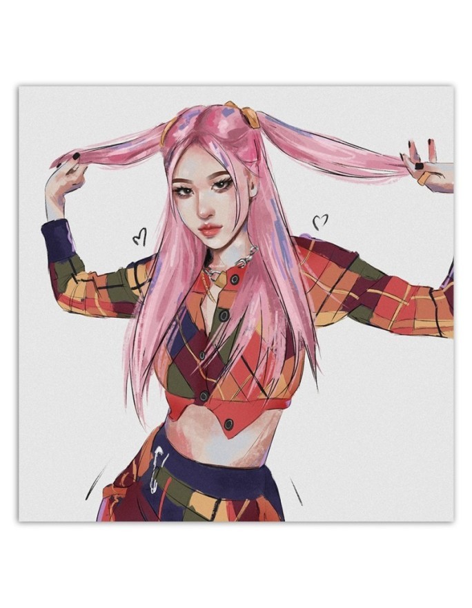 Fashionable Canvas paintings for teenagers - Girl with pink hair Vivian Arty | FEEBY