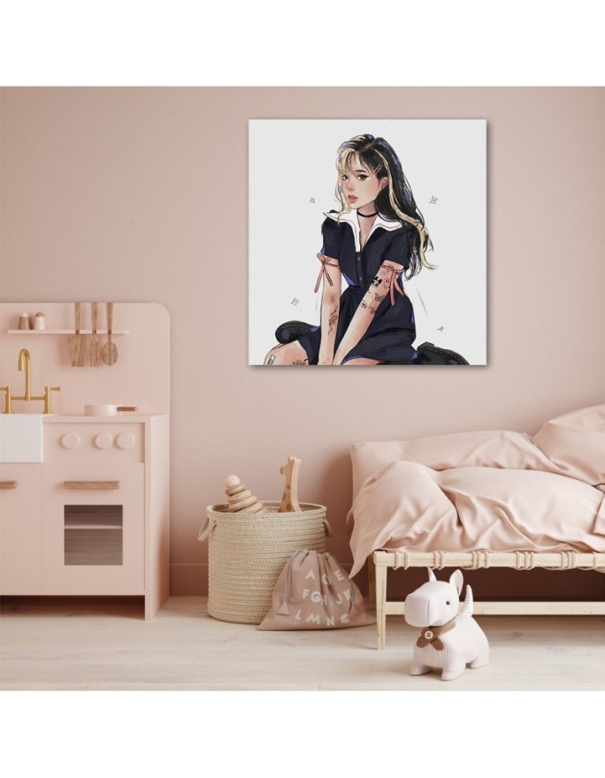 Teen room Canvas painting - Teenage girl in tattoos Vivian Arty | FEEBY