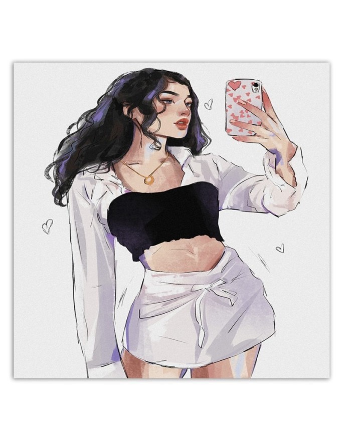 Canvas painting - Selfie in the mirror by Vivian Arty | FEEBY