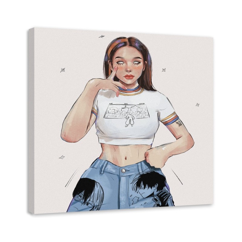 Modern Canvas painting for teenagers - Girl in jeans Vivian Arty | FEEBY