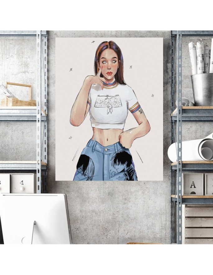 Modern Canvas painting for teenagers - Girl in jeans Vivian Arty | FEEBY