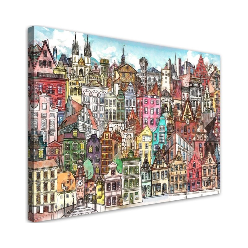 Canvas painting for children's room - Colourful city | FEEBY
