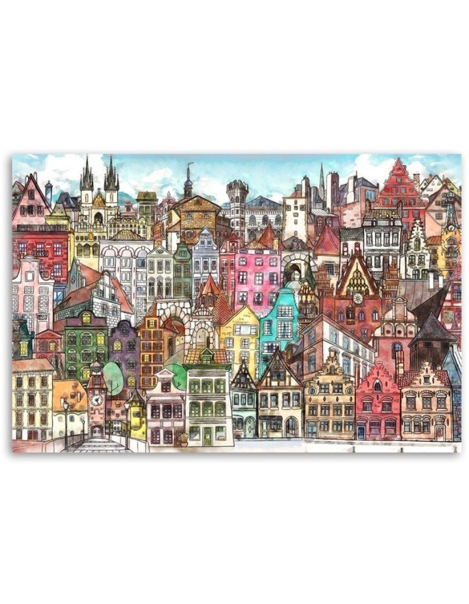 Canvas painting for children's room - Colourful city | FEEBY