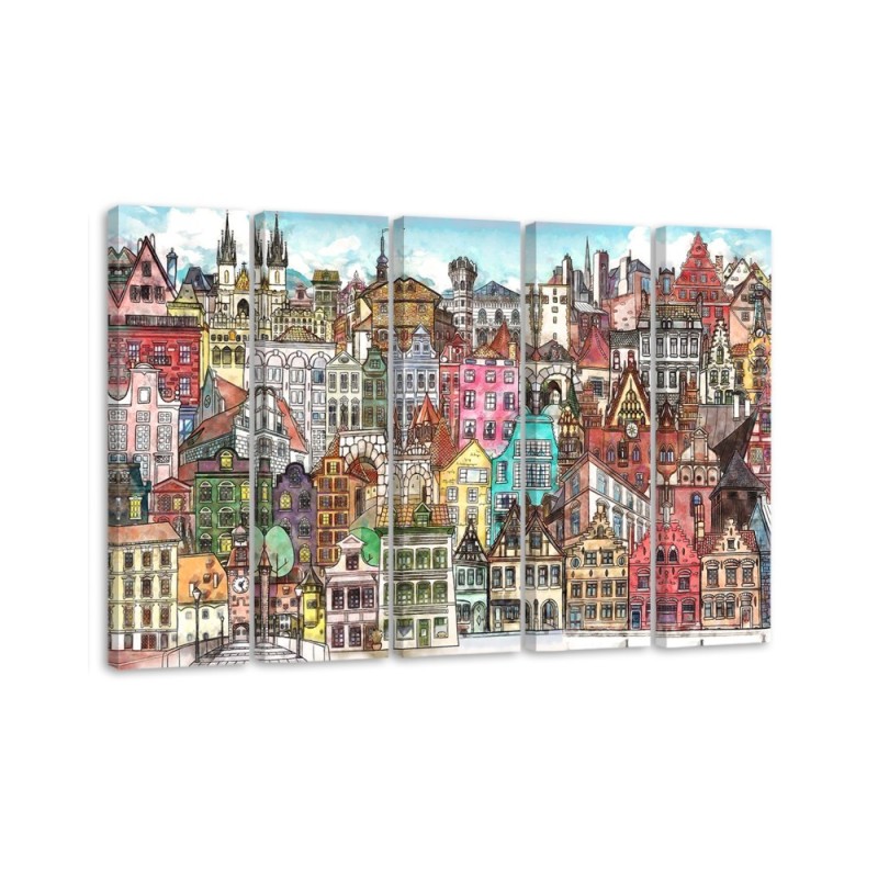 Five-part canvas painting - Merry city | FEEBY