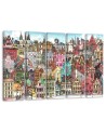 Five-part canvas painting - Merry city | FEEBY