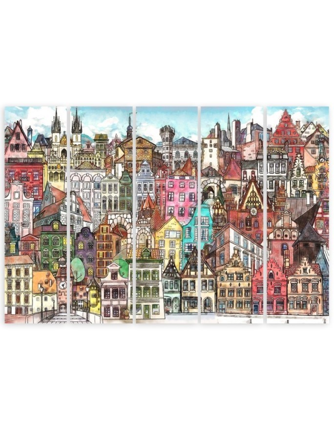 Five-part canvas painting - Merry city | FEEBY