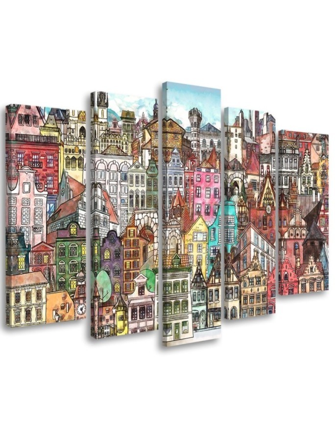 Canvas print 5-part canvas - Merry city | FEEBY