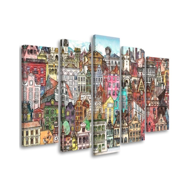 Canvas print 5-part canvas - Merry city | FEEBY