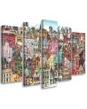 Canvas print 5-part canvas - Merry city | FEEBY