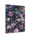Wall art painting for living room - Flamingos in a dark jungle by Andrea Haase | FEEBY