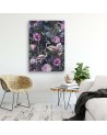 Wall art painting for living room - Flamingos in a dark jungle by Andrea Haase | FEEBY