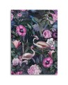 Wall art painting for living room - Flamingos in a dark jungle by Andrea Haase | FEEBY
