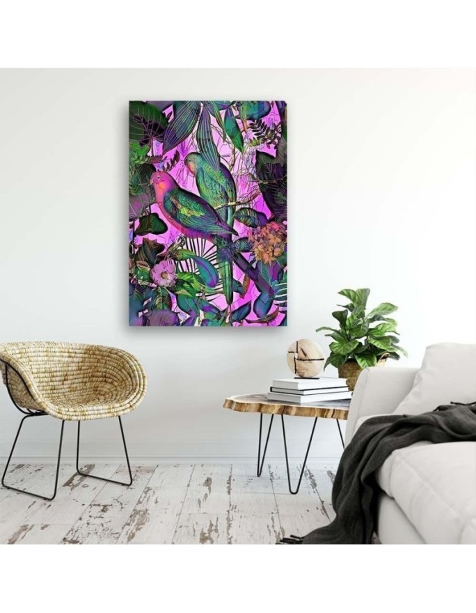 Modern Canvas paintings for the living room - Tropical coloured birds by Andrea Haase | FEEBY