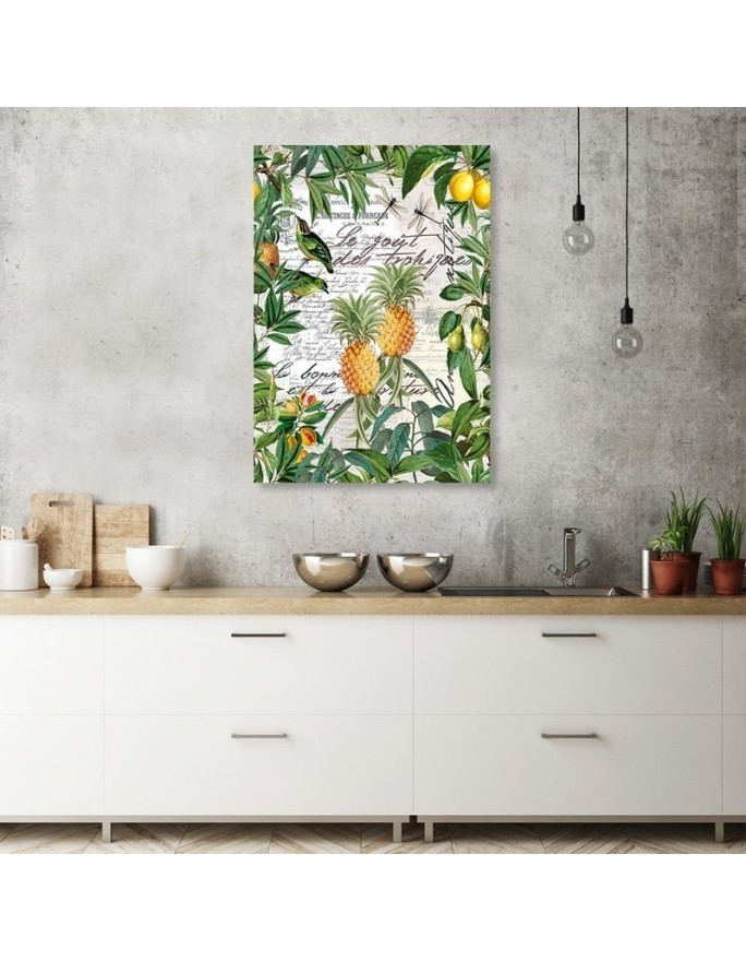 Canvas painting - Tropical fruits and calligraphy by Andrea Haase | FEEBY