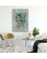 Print on Canvas painting - Parrot and butterflies travel postcard Andrea Haase | FEEBY