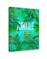 Tropical Canvas painting - Green leaves on a blue background Andrea Haase | FEEBY