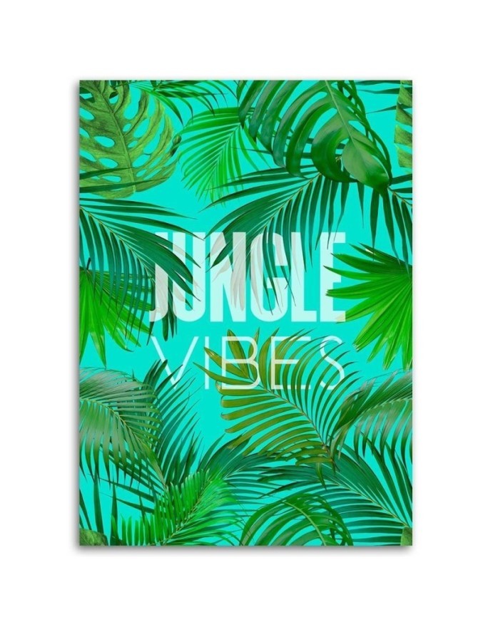 Tropical Canvas painting - Green leaves on a blue background Andrea Haase | FEEBY