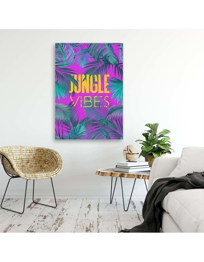 Canvas painting - Blue leaves on a pink background Andrea Haase | FEEBY