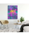 Canvas painting - Blue leaves on a pink background Andrea Haase | FEEBY