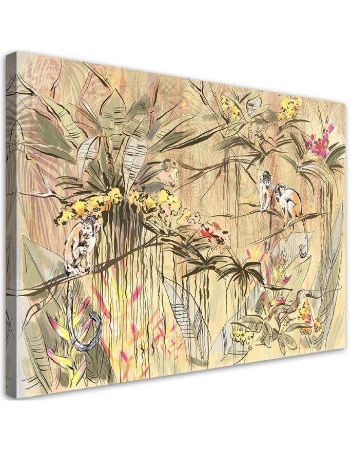 Modern canvas painting - Monkeys in the jungle | FEEBY