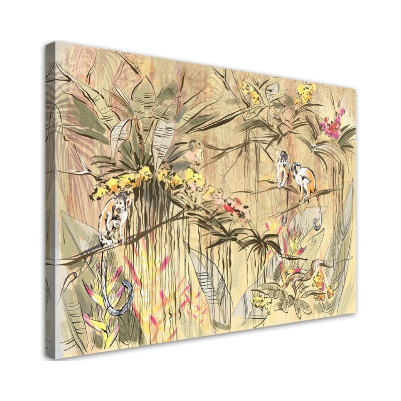 Modern canvas painting - Monkeys in the jungle | FEEBY