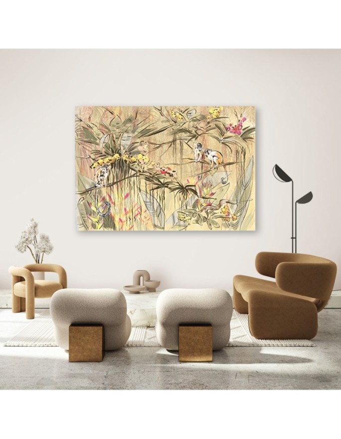 Modern canvas painting - Monkeys in the jungle | FEEBY