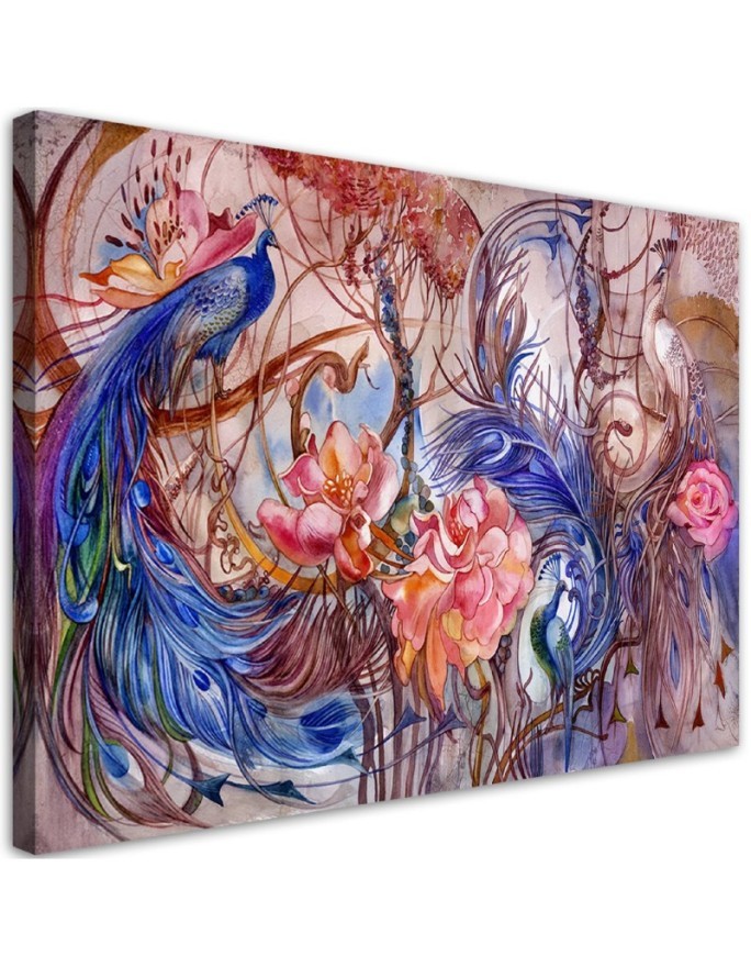 Fashionable Canvas prints for the living room - Magic peacock birds | FEEBY