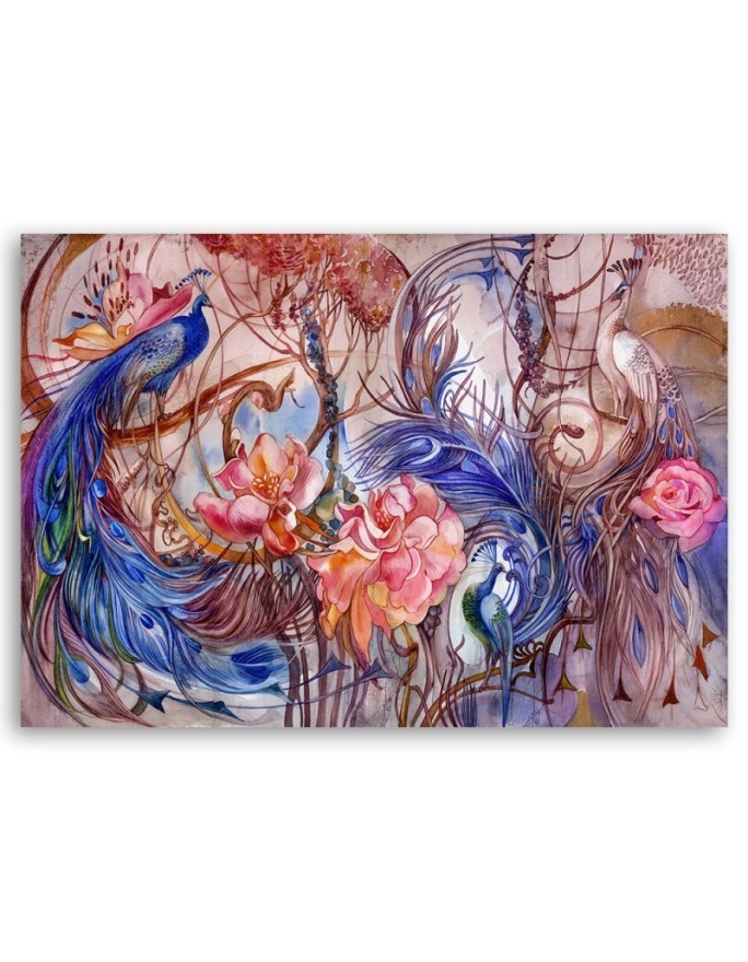 Fashionable Canvas prints for the living room - Magic peacock birds | FEEBY