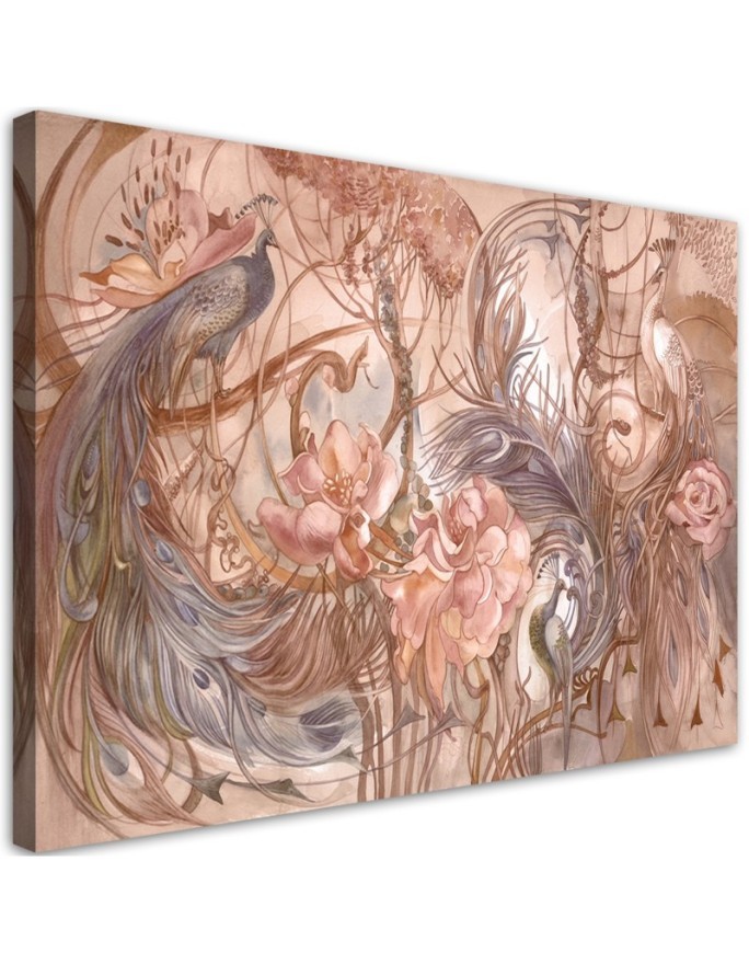 Canvas prints for living room - Magical peacock birds | FEEBY