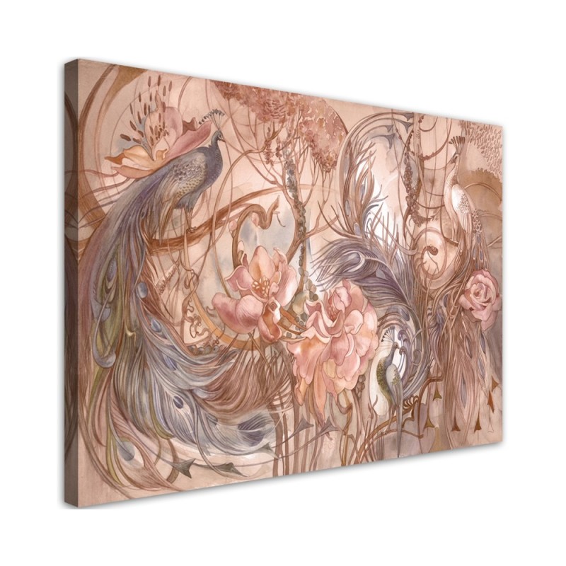 Canvas prints for living room - Magical peacock birds | FEEBY