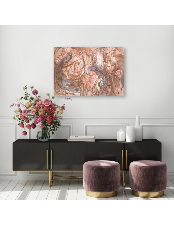 Canvas prints for living room - Magical peacock birds | FEEBY