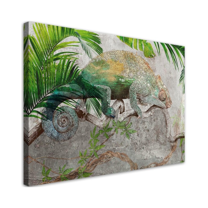 Canvas prints for modern living room - Chameleon on a branch jungle | FEEBY